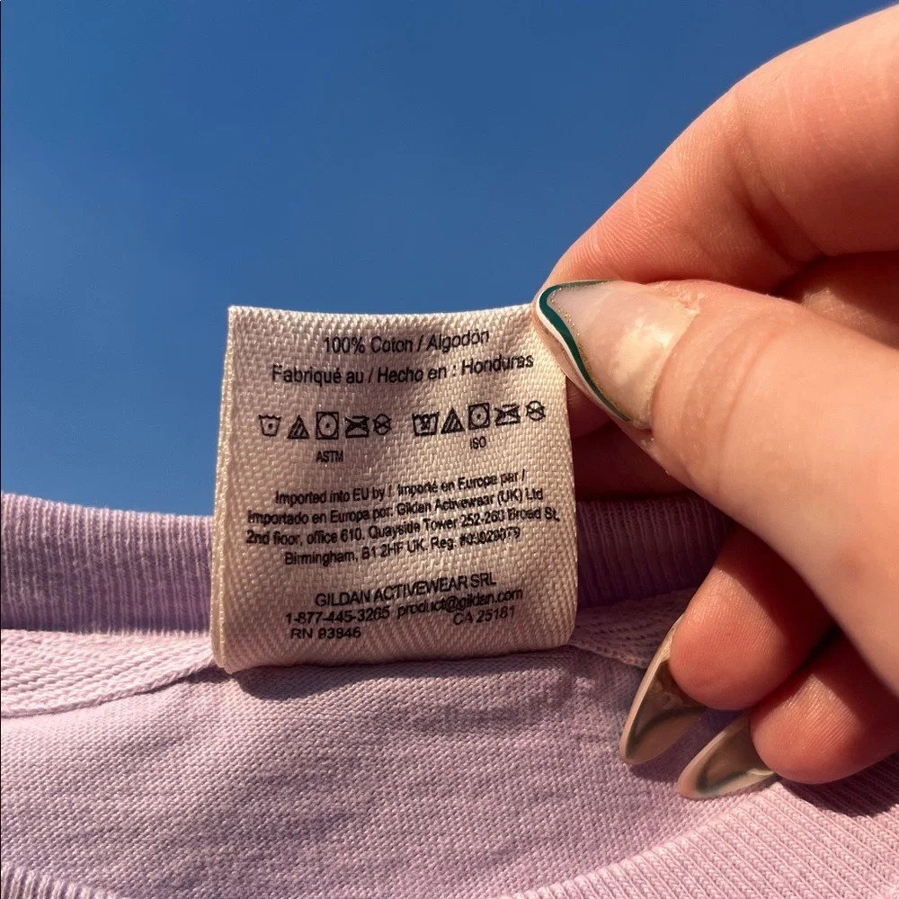 COMFORT COLORS Lilac/Pastel Pink 'Brunch Club' Heavyweight Cotton Cropped Tee Lg